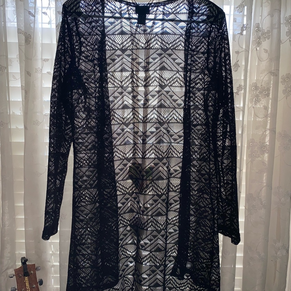 Black Lace knee-length cardigan